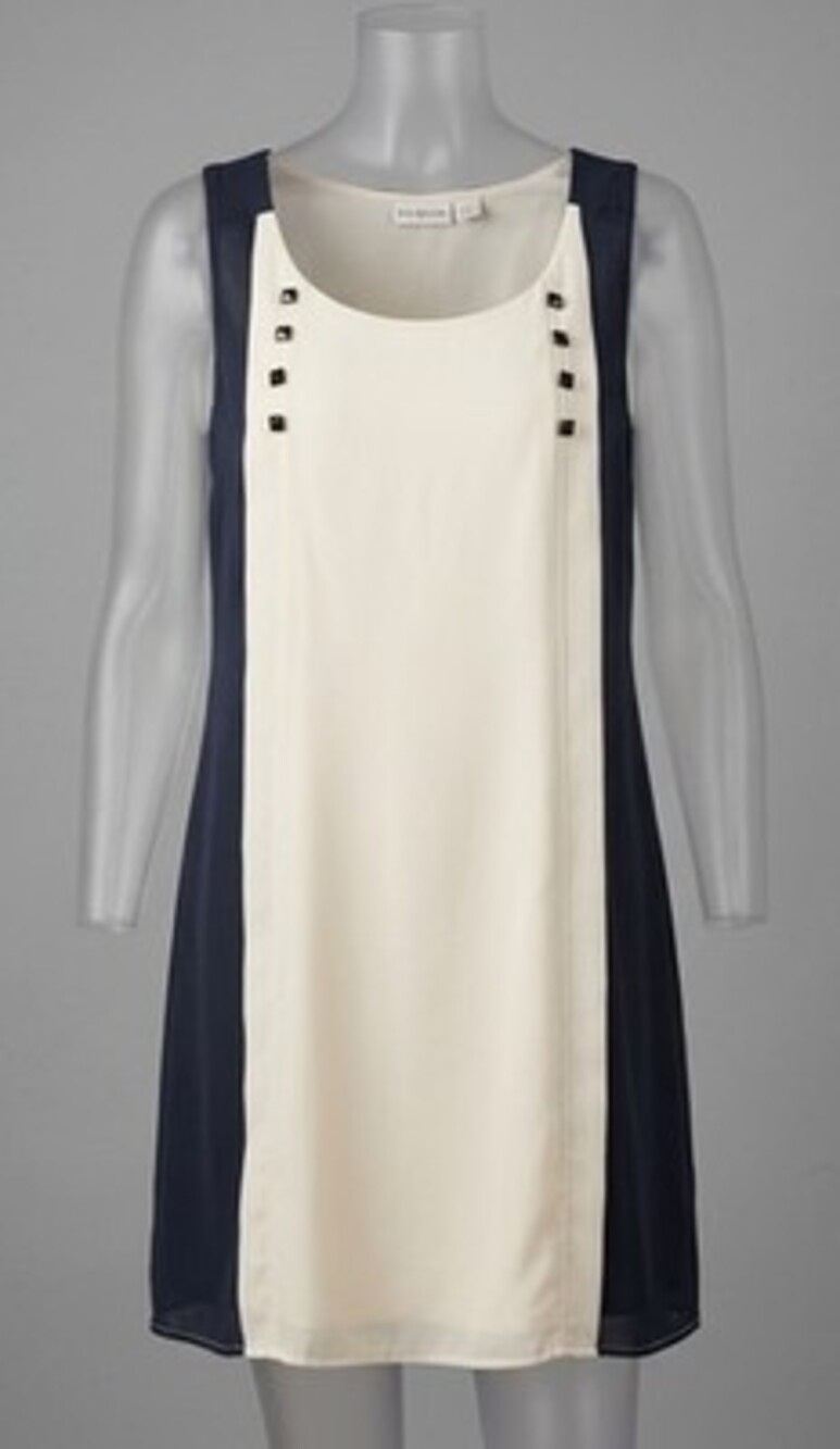Blu Pepper Black And Cream Design Lined Sleeveless Dress L, Great For Office